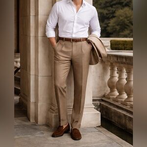 SOLD Polo Ralph Lauren Pleated Pants 36x32 Brown Glen Plaid Cotton Cuffed Classi